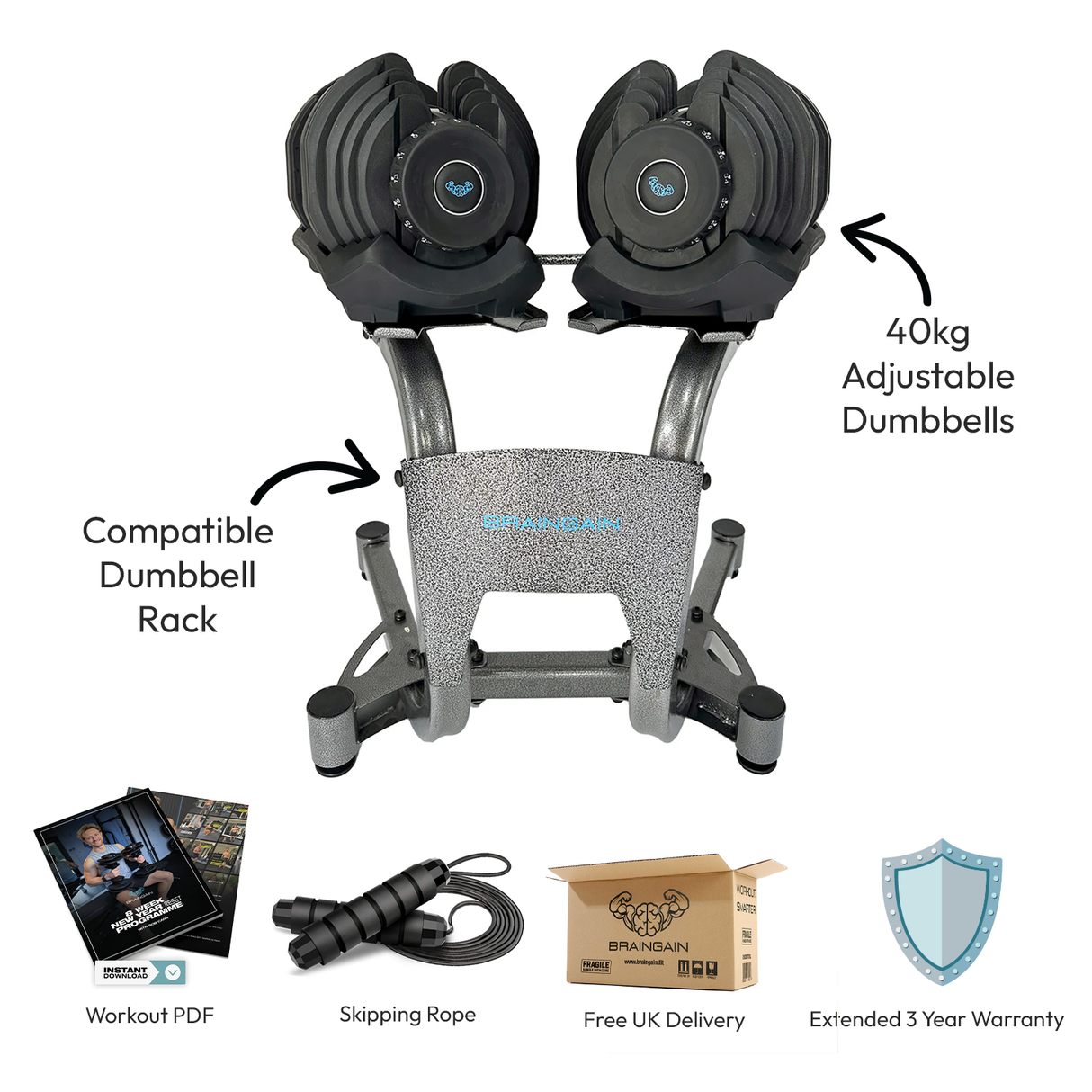 SmartBells® 40kg Complete Home Gym Setup