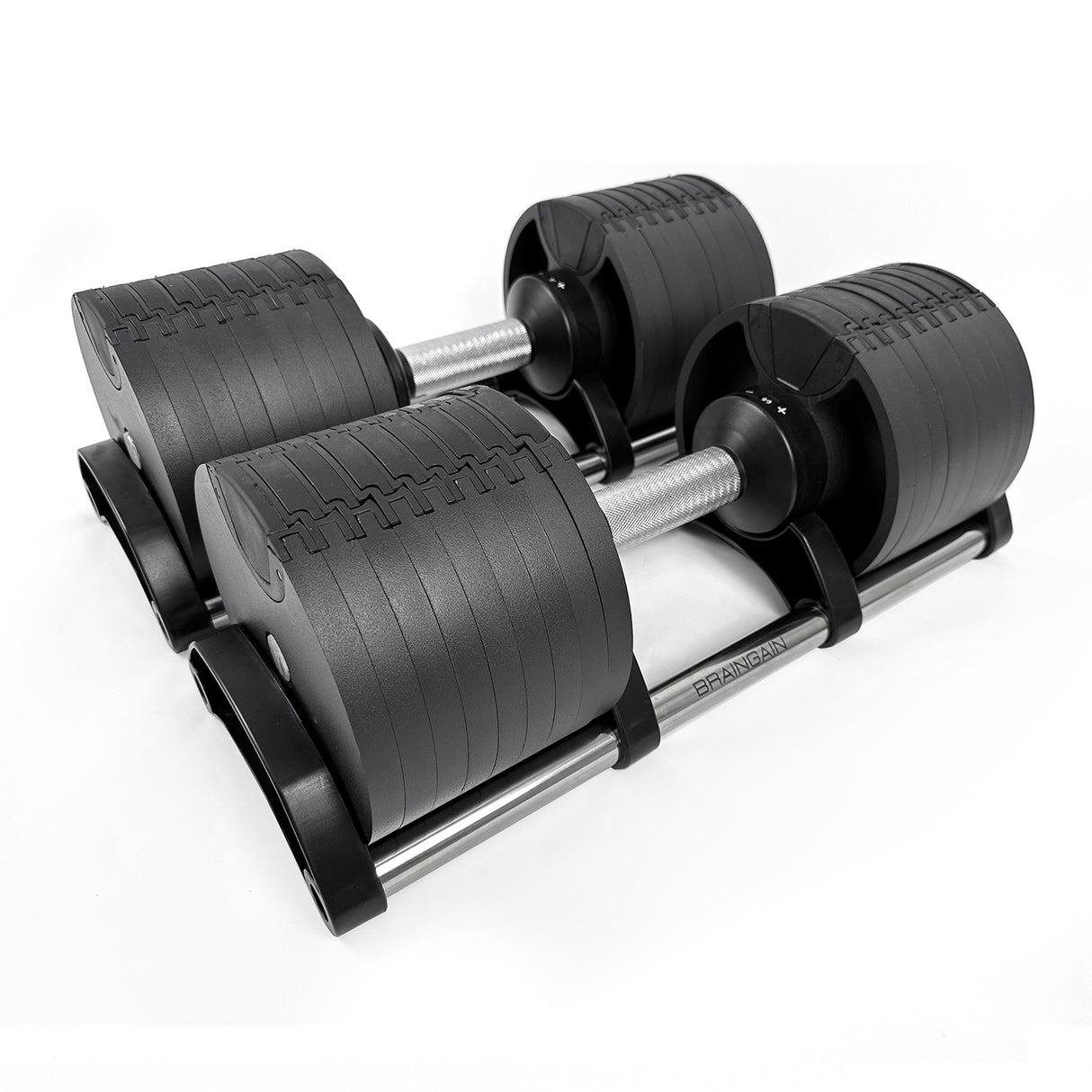 BRAINGAIN PAIR 40kg Round Adjustable Dumbbell 16 Dumbbells in 1 2.5kg increment On Floor